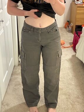 Garage women's Gray Cargo Pants with Multiple Flap Pockets
